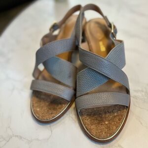 Clarks Gray and Gold Strappy Heels
